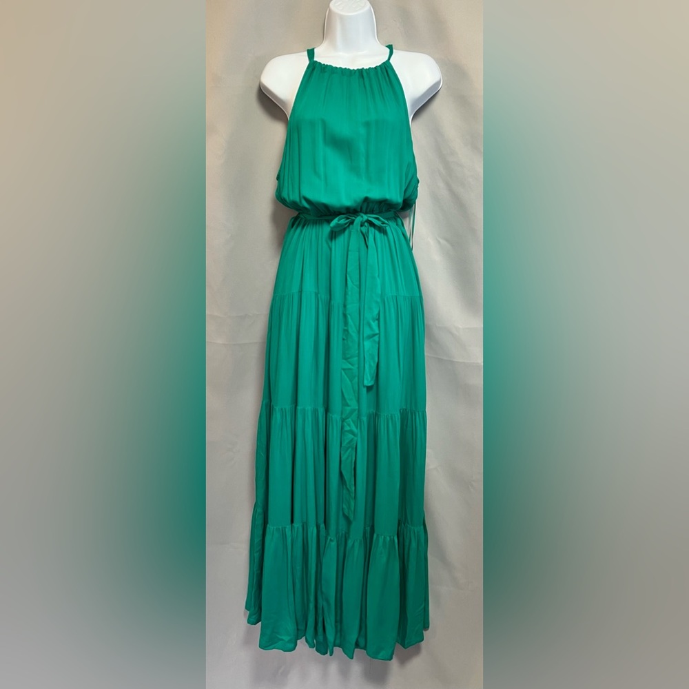 Bluivy‎ Halter Maxi Dress Green Layered NWT Women’s Medium